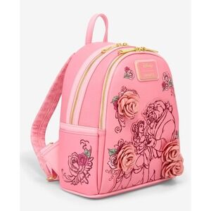 Disney Beauty and the Beast Pink Rose Loungefly Mini‎ Backpack